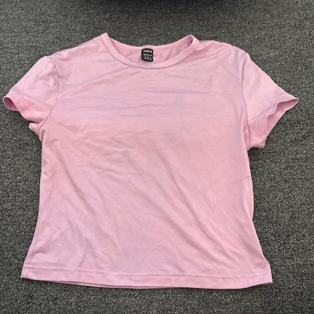 SHEIN Pastel Pink Short Sleeve Crewneck Tee